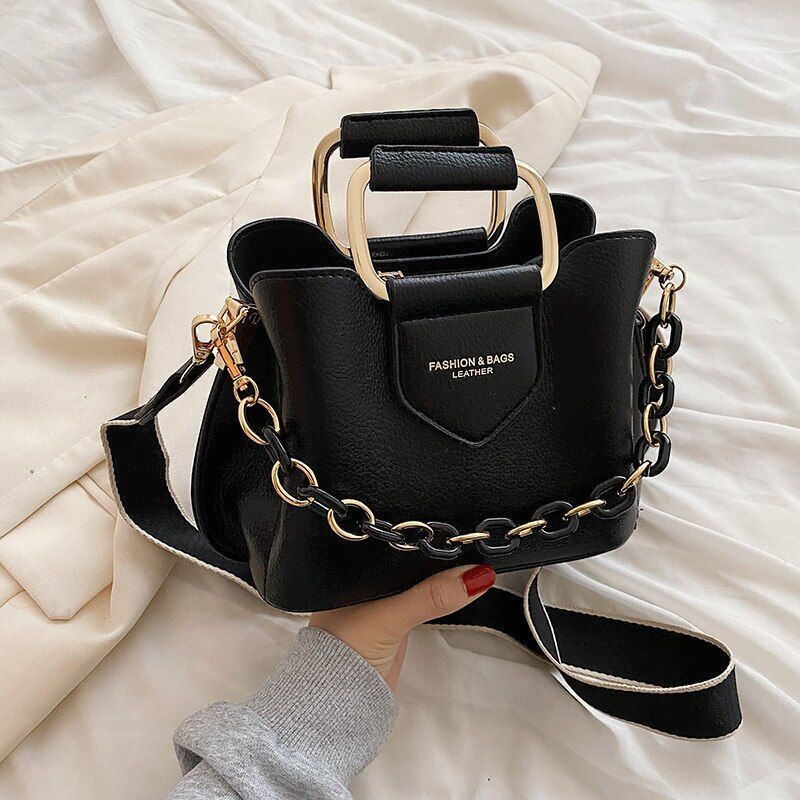 Messenger Bag Portable Bucket Bag Shoulder Bag Women Crossbody 20*17*9 CM Brown