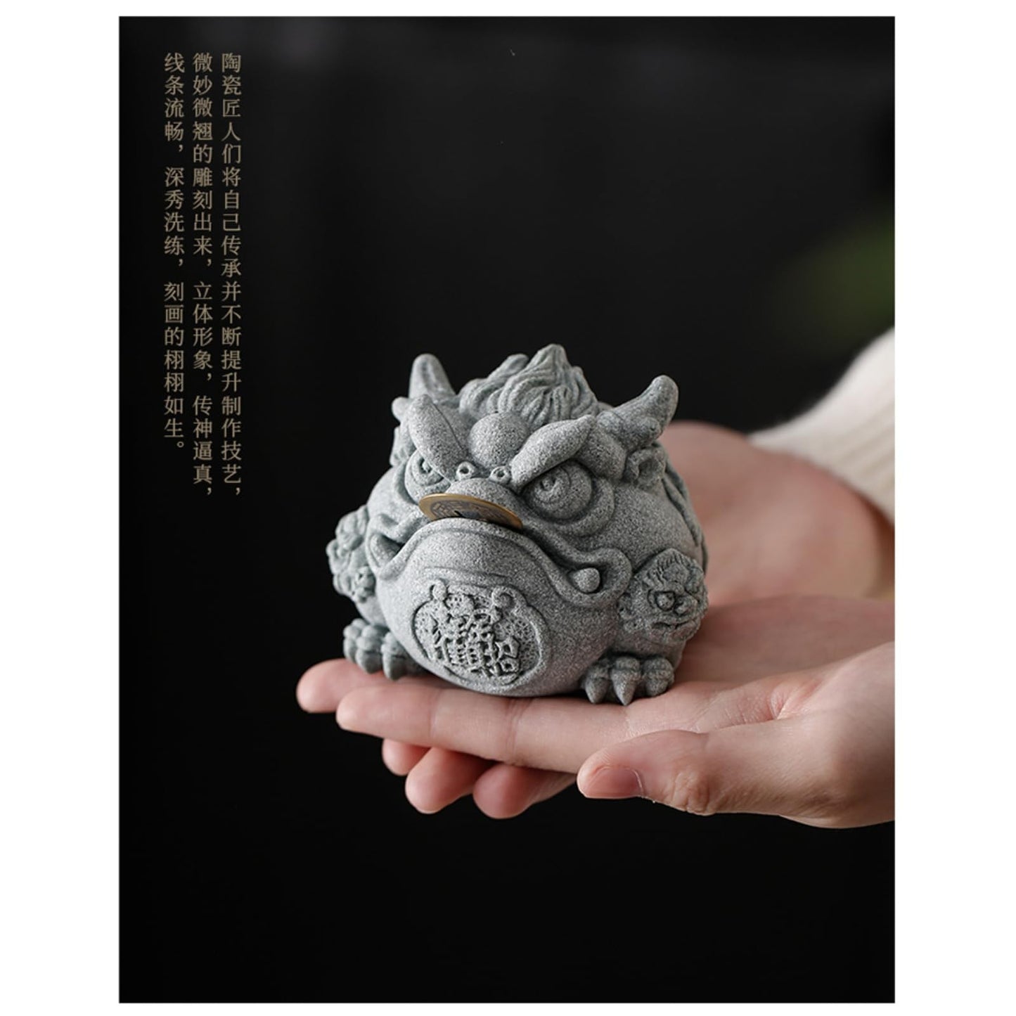 Retro Golden Toad Green Sandstone Tea Pet 9cm Tea Table Decoration Tea Play