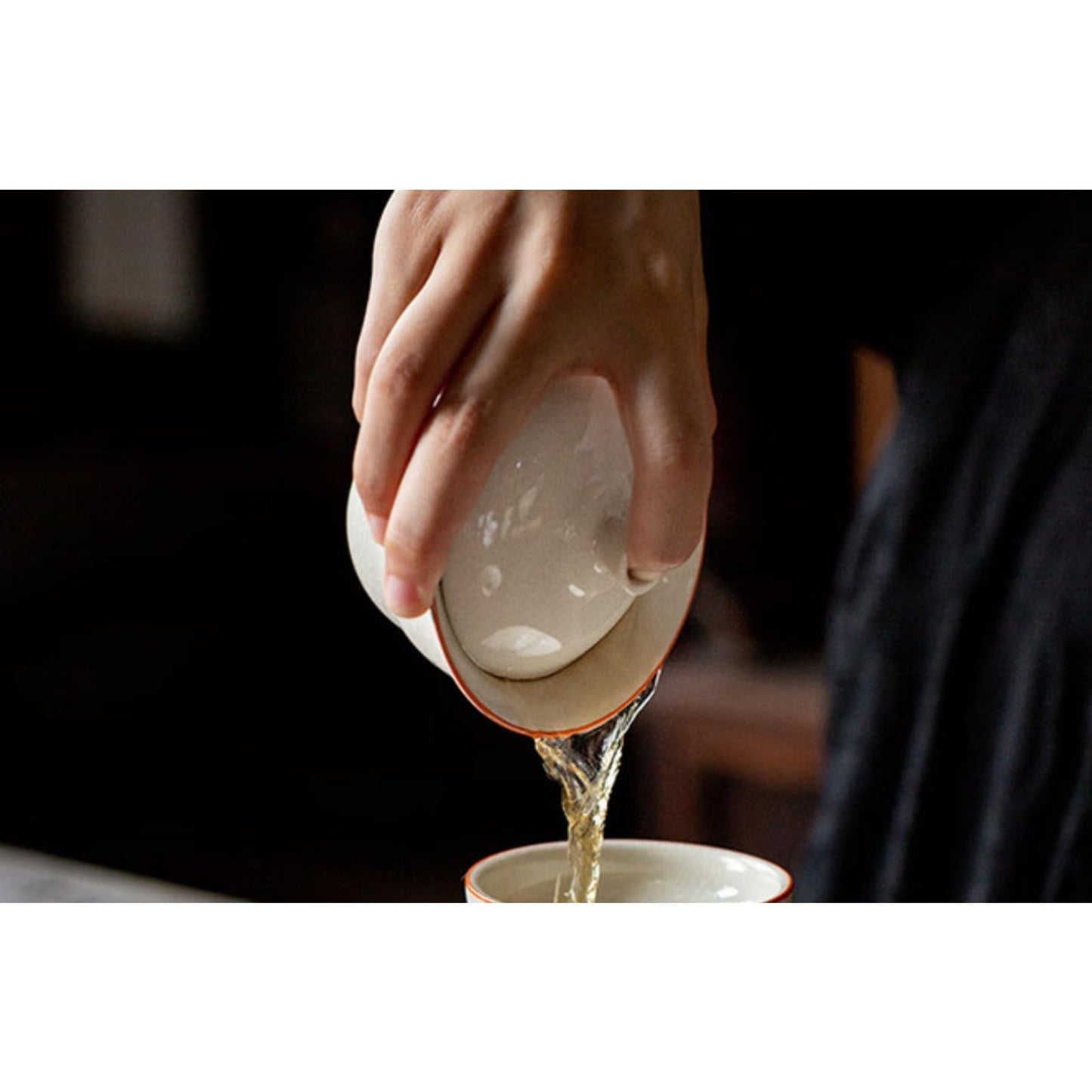 Ceramic Cracked Glaze Gaiwan 145ml 5oz Off White Heat Resistant Kungfu Tea Cup