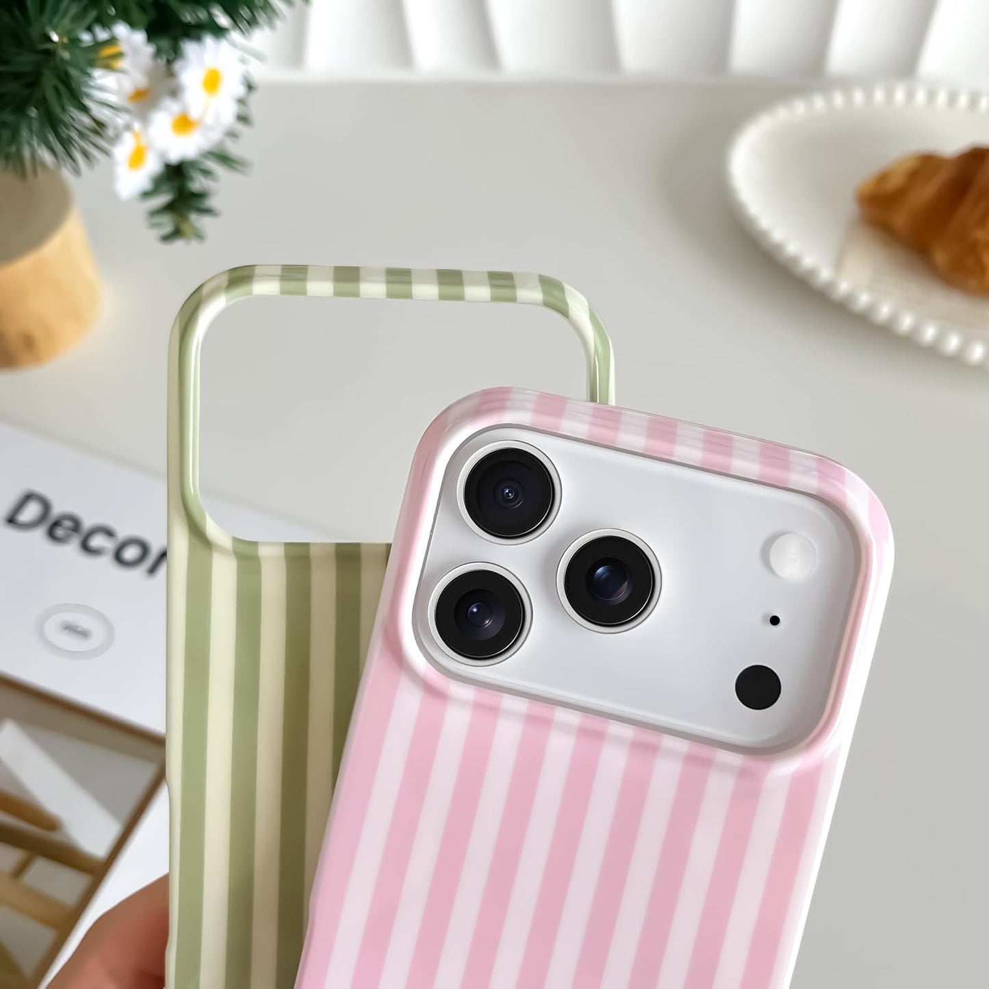 for Iphone 17 Pro Case Cute Striped Phone Case Soft TPU Slim Shockproof Phone Co