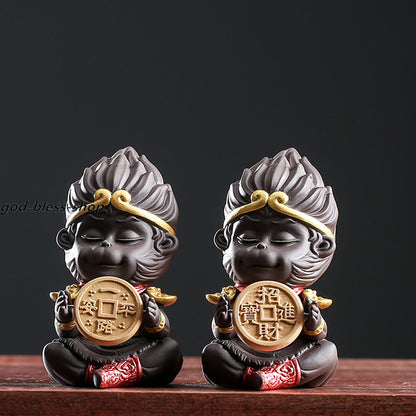 Monkey Statue Yixing Zisha Tea Pet Small Size Safety Wealthy Symbol Purple Clay