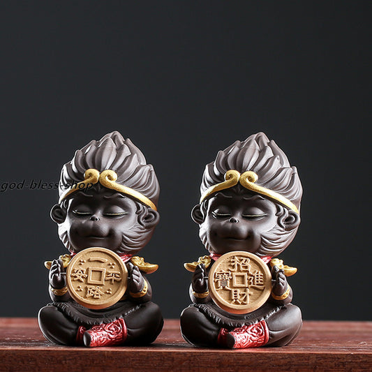 Monkey Statue Yixing Zisha Tea Pet Small Size Safety Wealthy Symbol Purple Clay