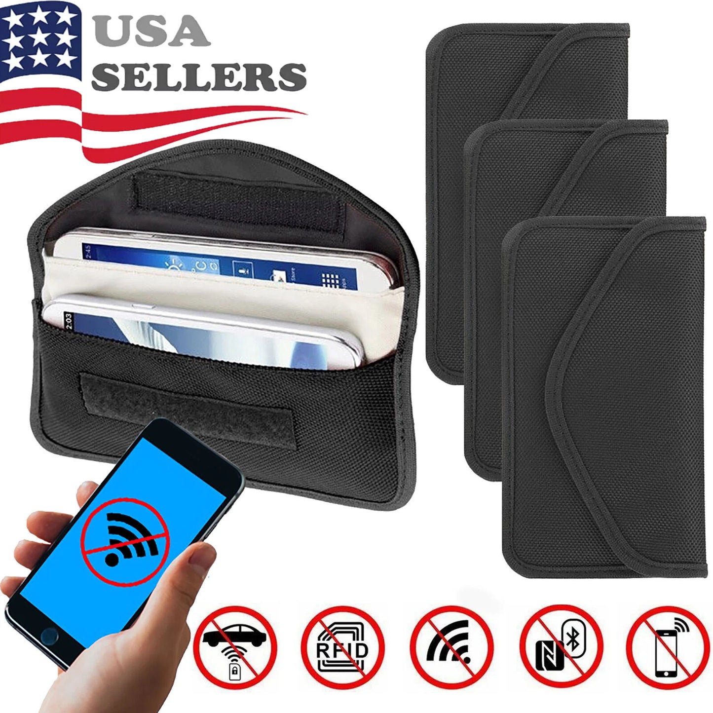 3 Pack Faraday Bag Cell Phone Wallet Blocker Radiation Signal Shielding Case New