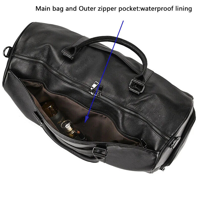 Genuine Leather Travel Bag Men Women Cowhide Casual Travel Weekend Shoulder Bag