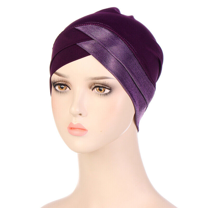 Women Stretch Forehead Cross Indian Hat Turban Hat Bottoming Hat Inner Hijab Cap
