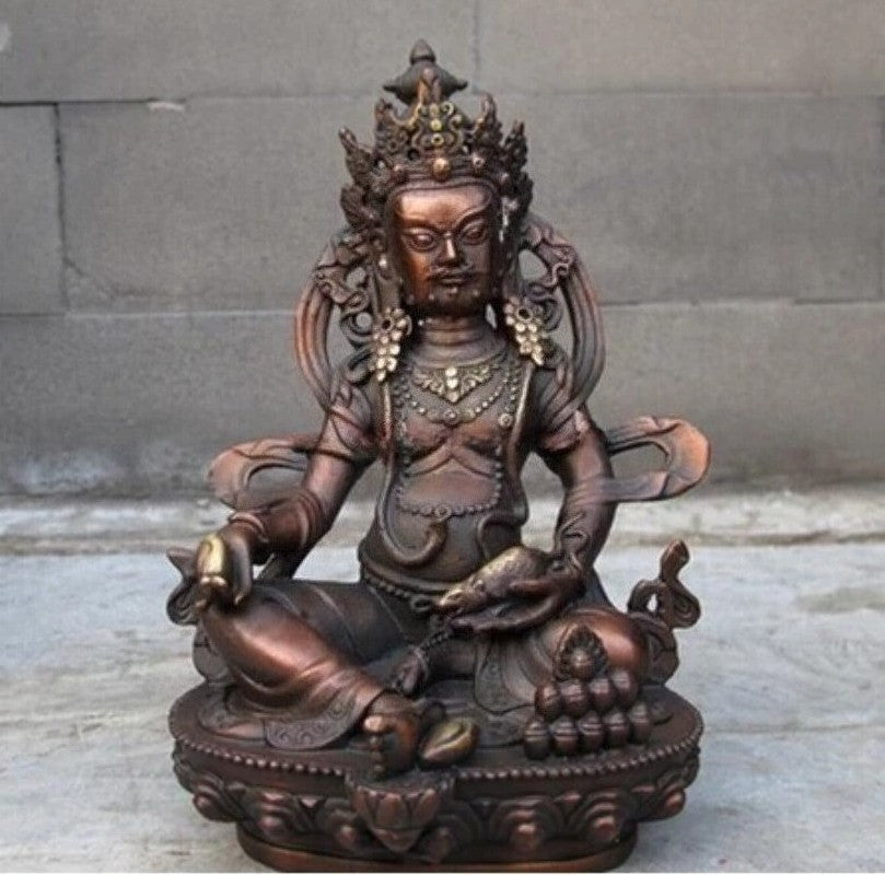 16cm Old Buddhism Bronze Jambhala Buddha Wealth God Tantra Statue