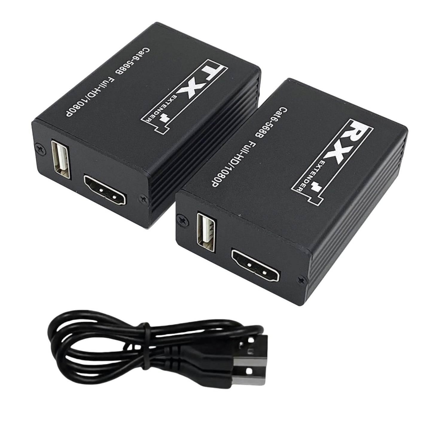 30M Black Aluminum USB KVM HDMI Extender RJ45 Cat6 Ethernet Network Cable
