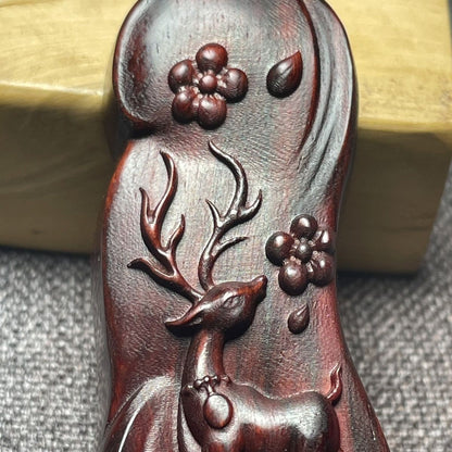 Sandalwood Deer Pendant 0.91×2.36in Car Keychain Phone Charm Couple Gift