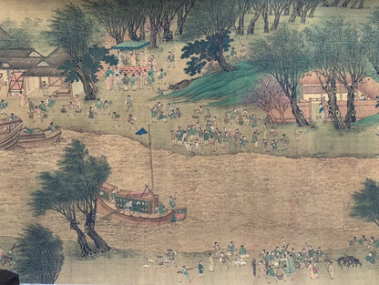 Vintage Antique Chinese Scroll Ming Qiu Ying Qingming Shanghe Tu Xuan Paper