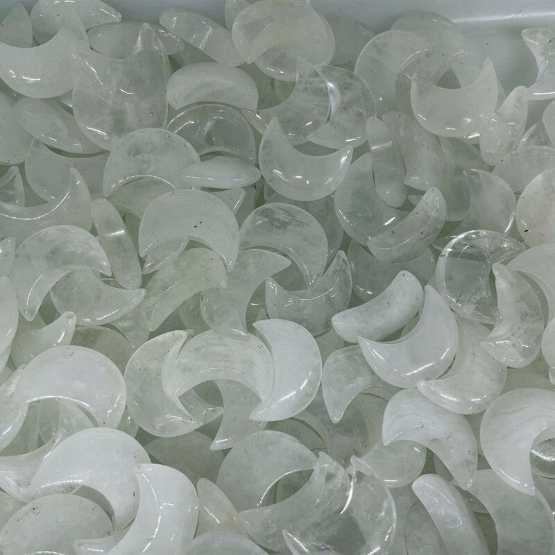 20pcs Natural Quartz Stone Gemstone Crescent Moon Shape DIY Jewelry Making 30mm