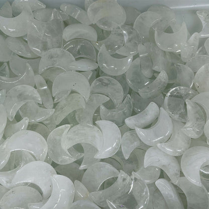 20pcs Natural Quartz Stone Gemstone Crescent Moon Shape DIY Jewelry Making 30mm