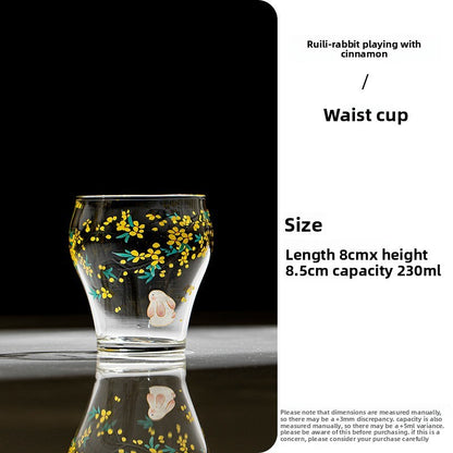 230ml Heat-resistant Glass Handpainted Osmanthus Rabbit Teacup Master Cup