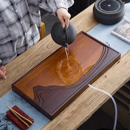 9kg Luxury Heavy Bamboo Tea Tray Chinese Kung Fu Serving Tray Water Drain Tray