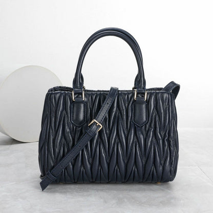 Small Quilted Sheepskin Leather Tote Clutch Purse Handbag Fashion Shoulder Bag