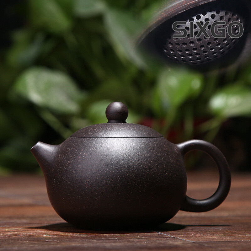 6.8oz Handmade Tea Pot Yixing Zisha Clay Master Xishi Pot Basket Infuser Holes