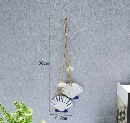 Hanging Decor Wooden Mediterranean Starfish Scallop Fish Pendants Home Ornaments
