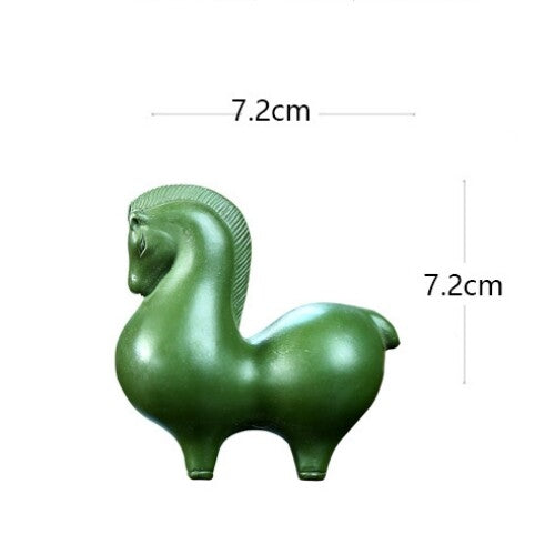 Horse Statue Yixing Zisha Green Clay Tea Pet Handmade Artware Ornament Rack New