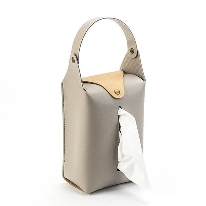 Car Auto Kitchen Bathroom PU Leather Hanging Tissue Bag Tissue Box Paper Holder