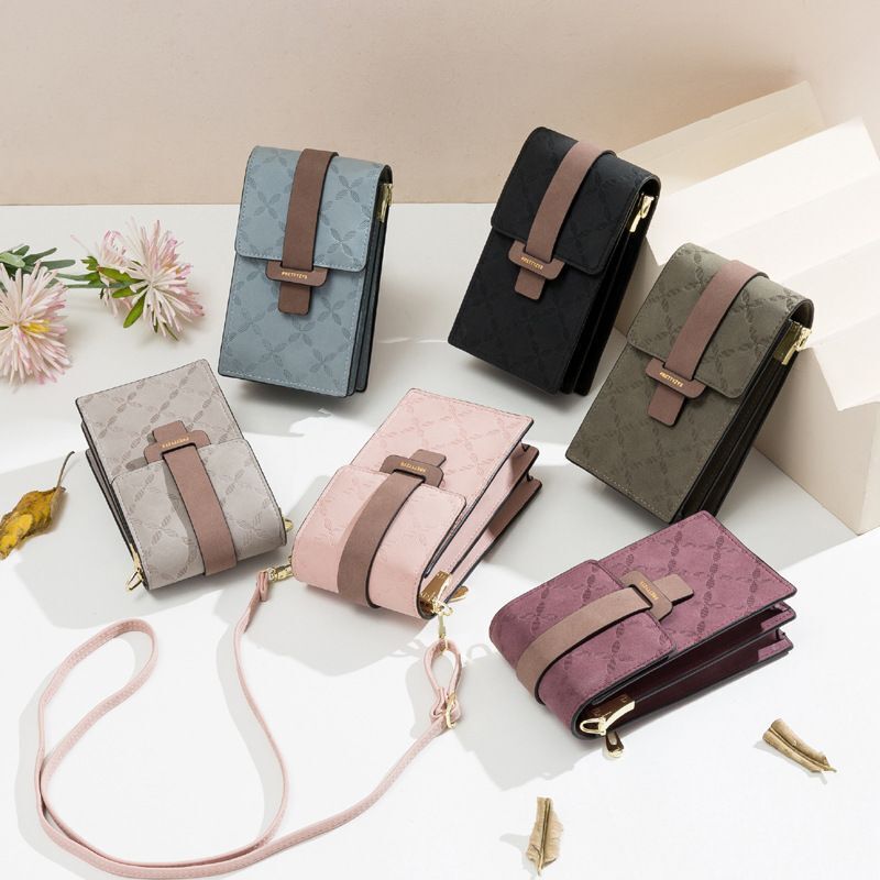 Wallet Flower Petals Plaid Shoulder Bag Messenger Flap Purse Multi-Card Holder