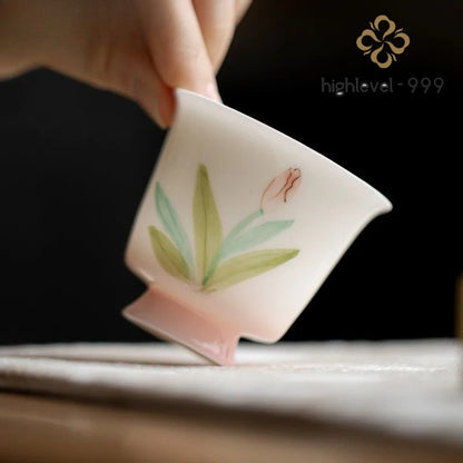 70ml Ceramic Handpainted Tulip High Footed Cup Tea-tasting Cup Master Cup