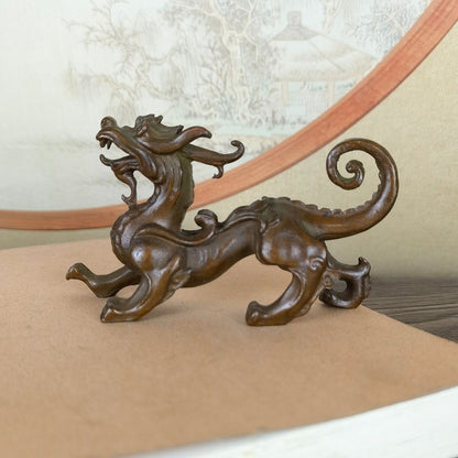 Chinese Bronze Dragon Figure Statue Collectable Tea Pet Table Decoration