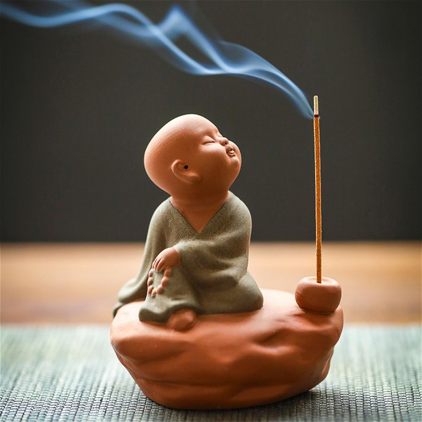 Little Monk Purple Clay Tea Pet Incense Burner With Incense 9cm Tea Ceremony