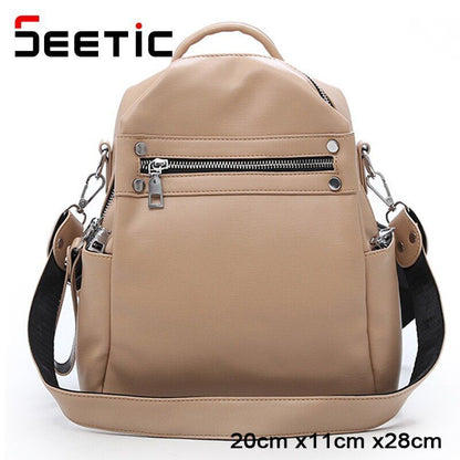 Synthetic Leather Backpack Bag Small Purse 20*11*28CM Pink/Black/White/Khaki 1PC