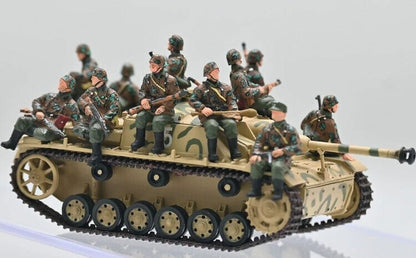 1/72 Sanrong WWII German Army 12Pcs Soldiers Camouflage Painted Model No Tank