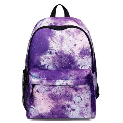 Colorful Space Print Backpack Rechargeable School Bag Traveling Polyester Canvas