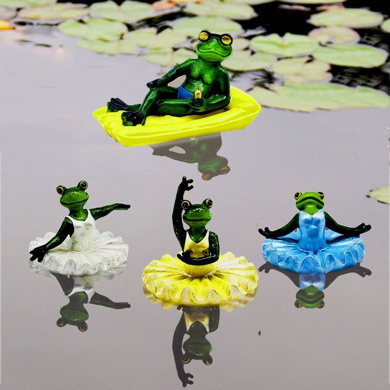 Frogs Statue Resin Floating Sculpture Desk Ornament Tank Garden Pond Decorations