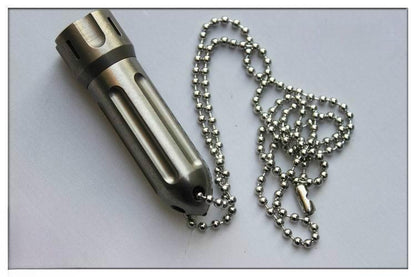 Titanium Alloy Rocket Shape Pill Case Holder Container Keychain Necklace Pendant