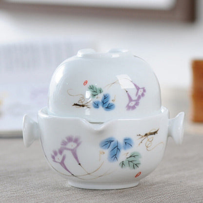 Ceramics Tea Set Include 1 Pot 1 Cup Porcelain Gaiwan Teapot Kung Fu Travel Set