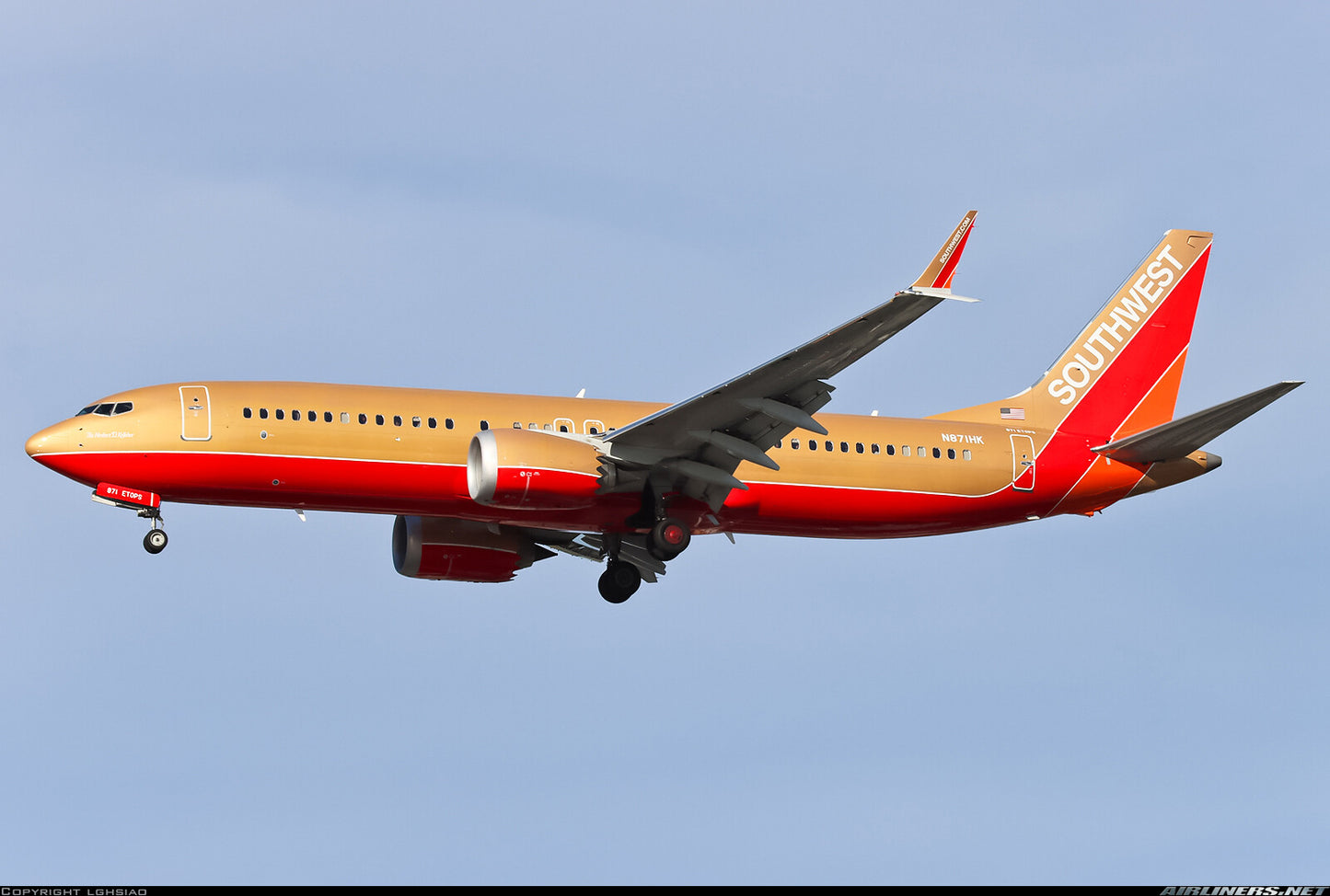 1:400 NG Lite SOUTHWEST AIRLINERS B737MAX8 Passenger Airplane Diecast Model