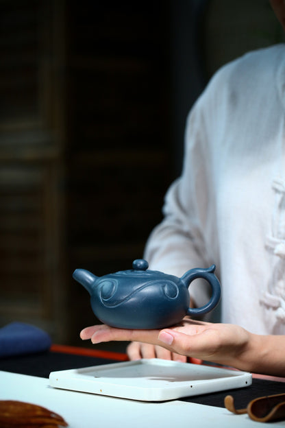 China Yixing Zisha Pottery Celeste Clay Handmade 280cc Auspicious Clouds Teapot