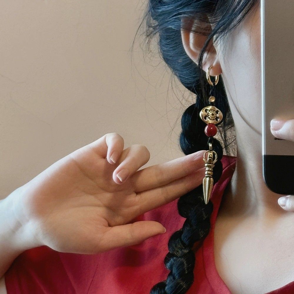 Ethnic Style Vajra Pestle Ear Drop Single Piece Keychain Pendant Decor