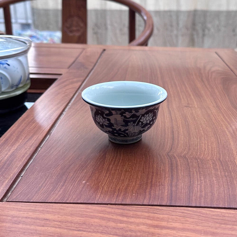 Jingdezhen Handmade Wood Kiln Blue Hat Bowl Tea Bowl Jar Carrying Kung Fu Teacup -