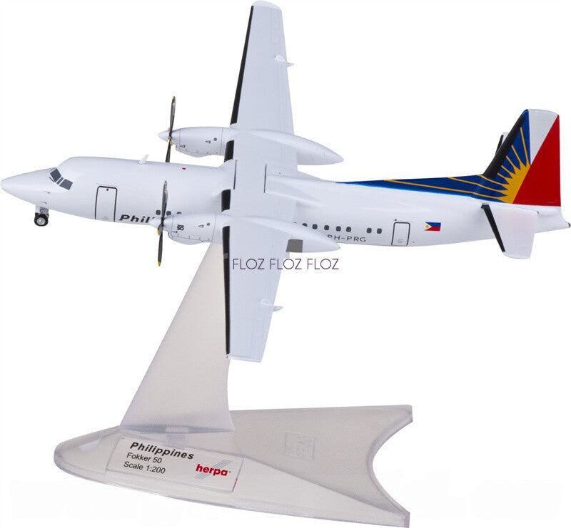 for Herpa for Philippine Airlines for Fokker 50 PH-PRG 1:200 Airplane Model