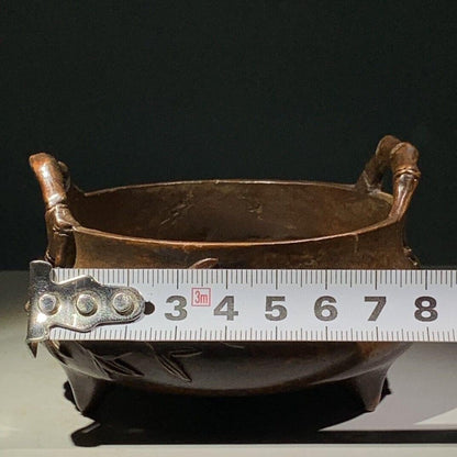 Chinese Antique Collection 宣德炉 Bamboo Carving Furniture Tripod Incense Burner