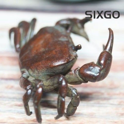 Chinese Copper Crab Table Ornament Statue Tea Pet Home Decoration Fortune Luck