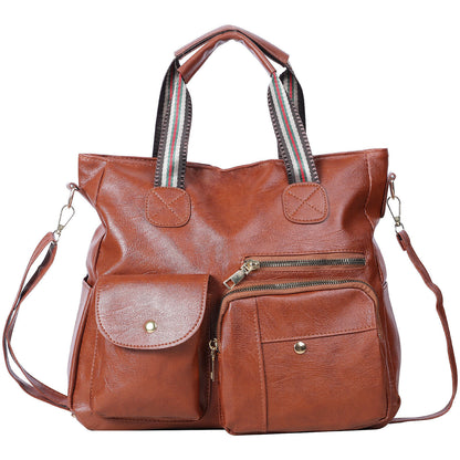 Womens Large Tote Handbag PU Leather Shoulder Hobo Bag Satchel w/ Multi Pockets