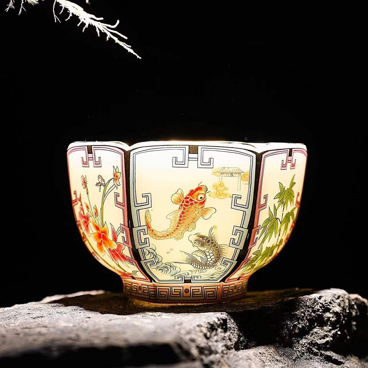 Fat Mutton Jade Porcelain Tea Cup Gaiwan Color Enamel Craft Tureen Souvenir New