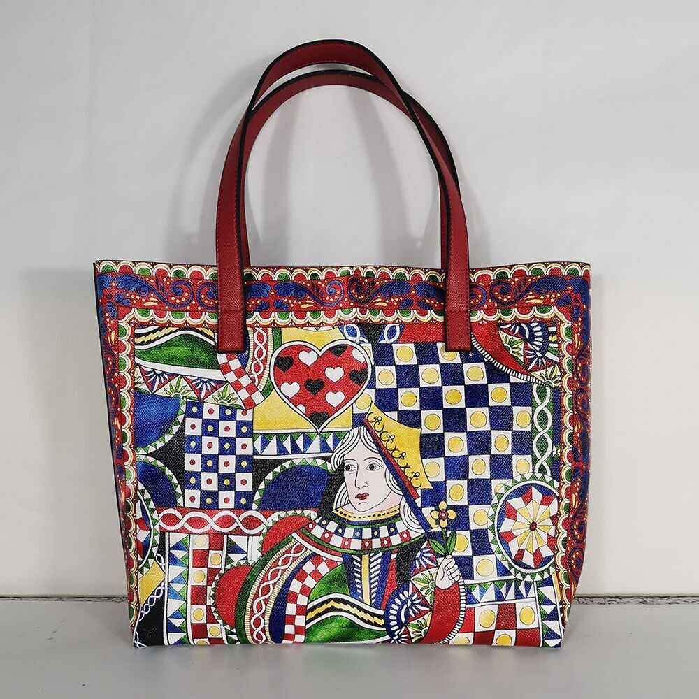 Floral Traveling Shoulder Bag Textured Leather Shopper Large Bag Women Handbags