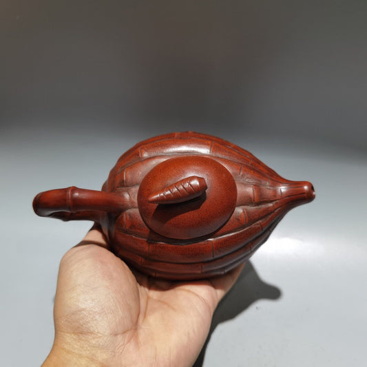 vintage chinese yixing Purple clay teapot zisha Pure Handmade bamboo Tea Set art