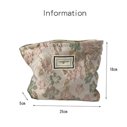 Canvas Flower Print Pattern Travel Storage Bag Toiletries Cosmetic Make Up Bag