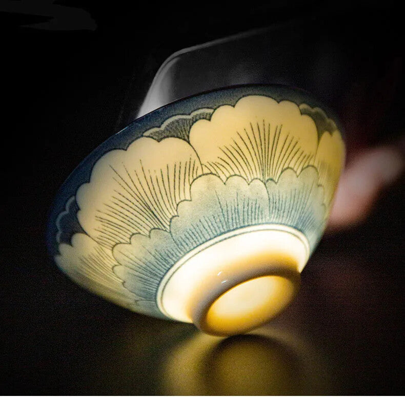 85ml Chinese Retro Porcelain Cone Teacup Scaling Hand Painted Ceramic Tea Bowl