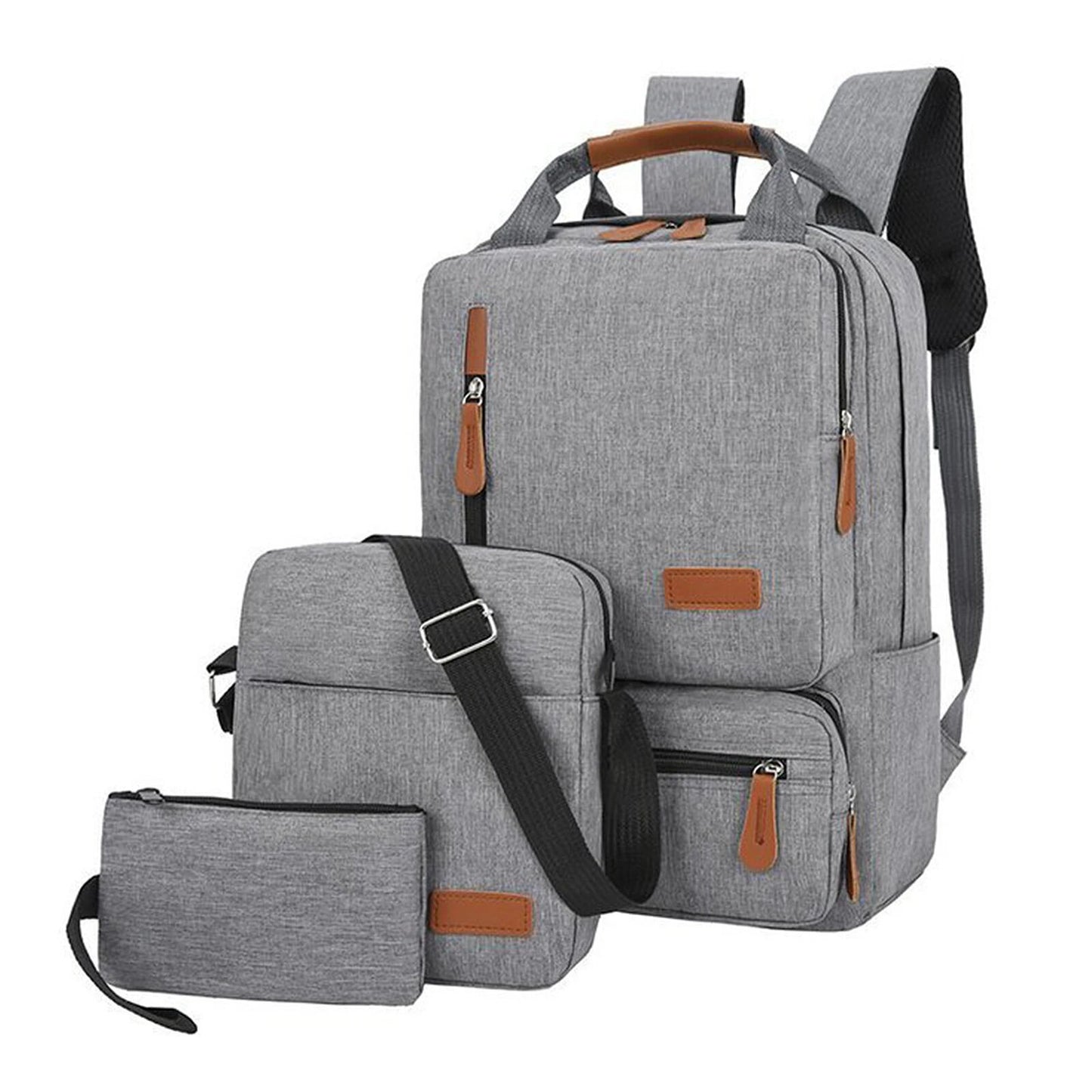 3pcs Backpack Set Women Men Laptop Backpack Shoulder Bag Travel School Business