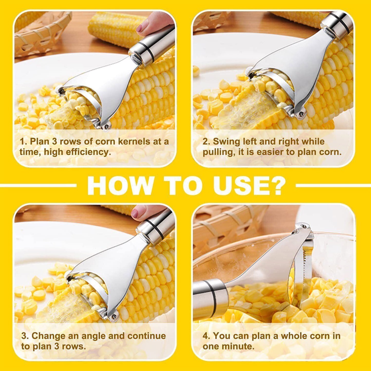 2x Corn Cob Peeler Stainless Steel Thresher Stripper Remover Kitchen Cutter Tool