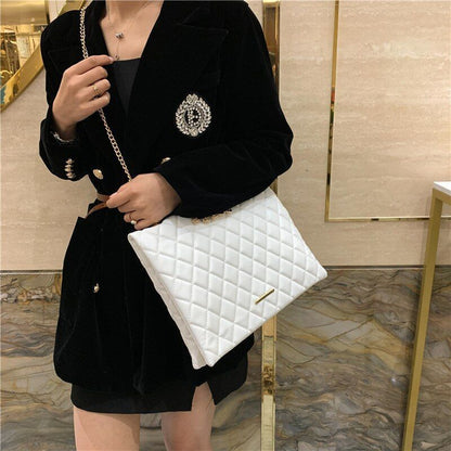 Shoulder Bag Fashion Plaid Leather Crossbody Bags Large Envelope Handbag Purses