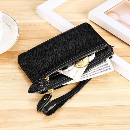 Genuine Cow Leather Wrist Strap Purse Handbag Versatile 17.5*10*0.8 CM Polyester