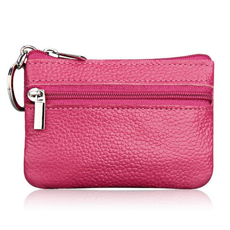 Soft Men Women Card Coin Key Holder Zip Wallet Pouch Bag Purse 10.7*7.3cm Purple